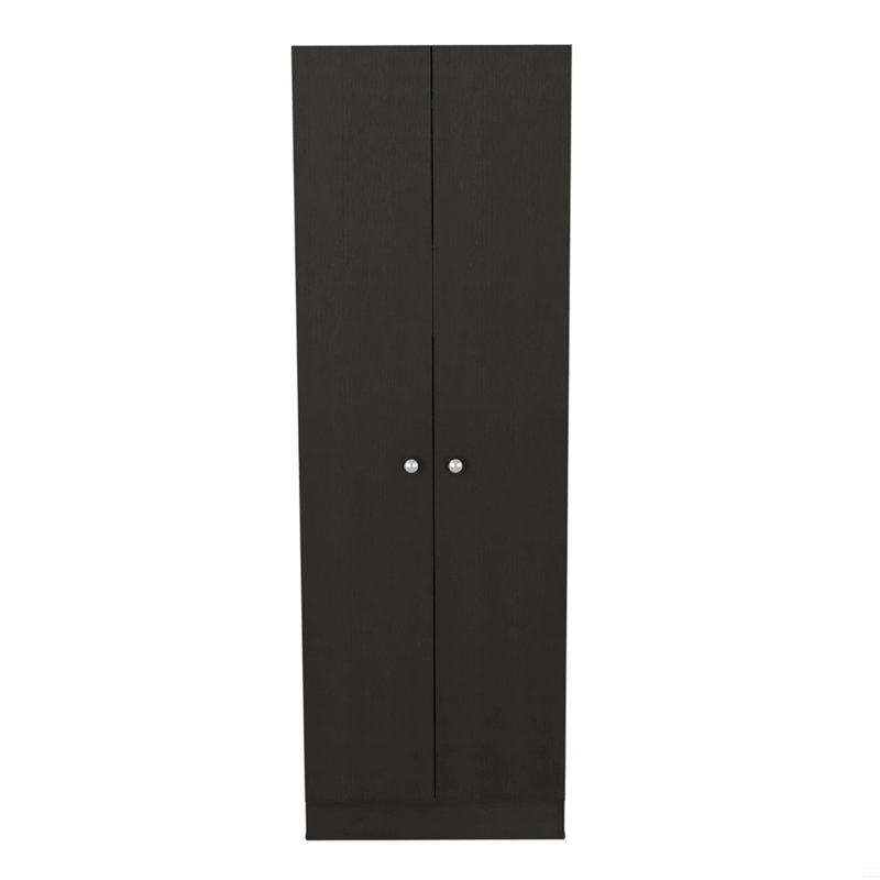 Armoire H 71 po, deux portes, cinq tablettes internes, Noir