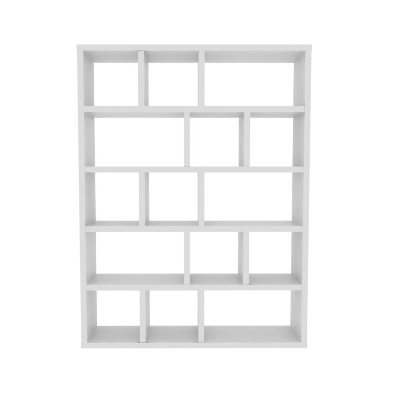 Bibliothèque en bois manufacturé Stetson, Blanc pur, (Cinq tablettes) H 78 po x l 59 po x P 13 po