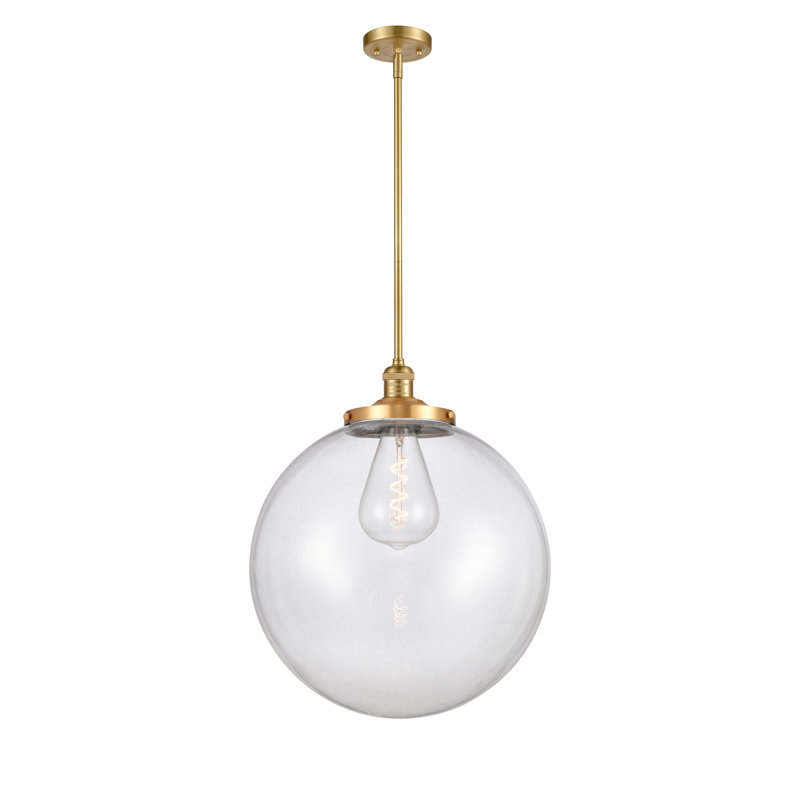 Luminaire suspendu simple à 1 lumière Beacon, Or satiné, Clair