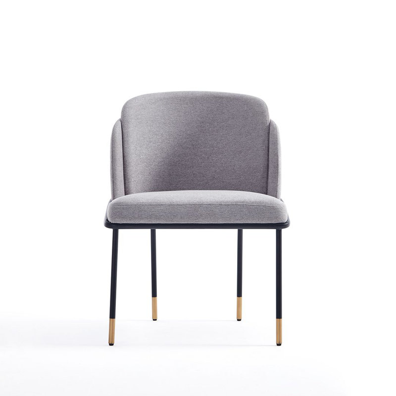 Flor Modern Twill Weave Upholstered Metal Dining Chair in Gray, Gray