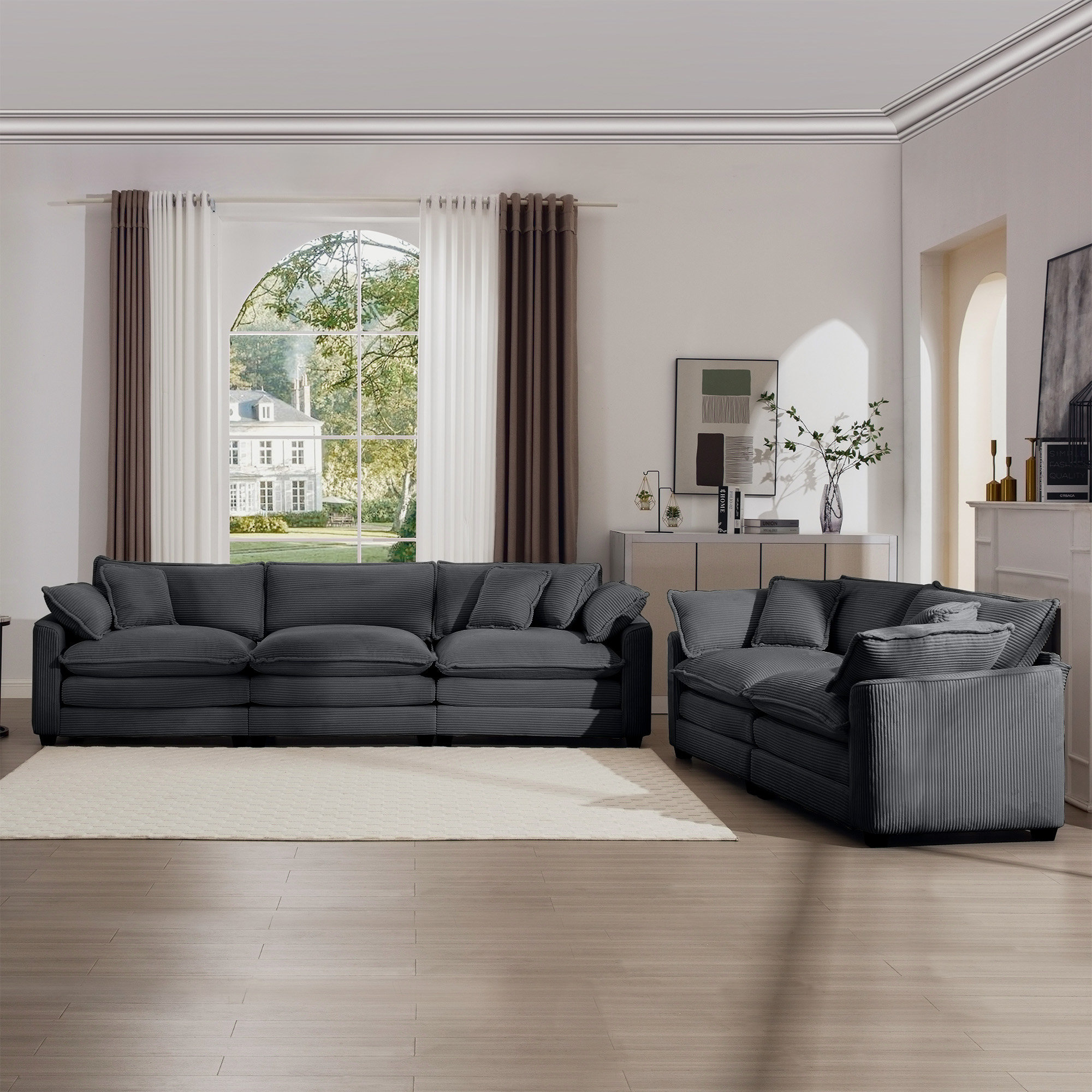 Hokku Designs Modern Fabric Living Room Sofa Two Piece Set - Wayfair Canada