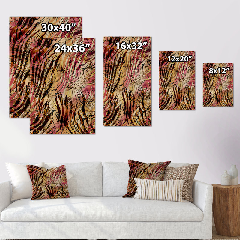Léopard et tigre - peinture, H 40 po x l 30 po x P 1,5 po, Toile tendue