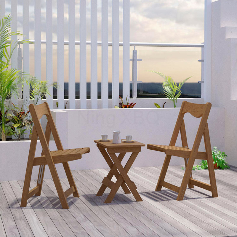 Ensemble bistro en teck avec table basse et 2 chaises d'extérieur Bistro, Brun
