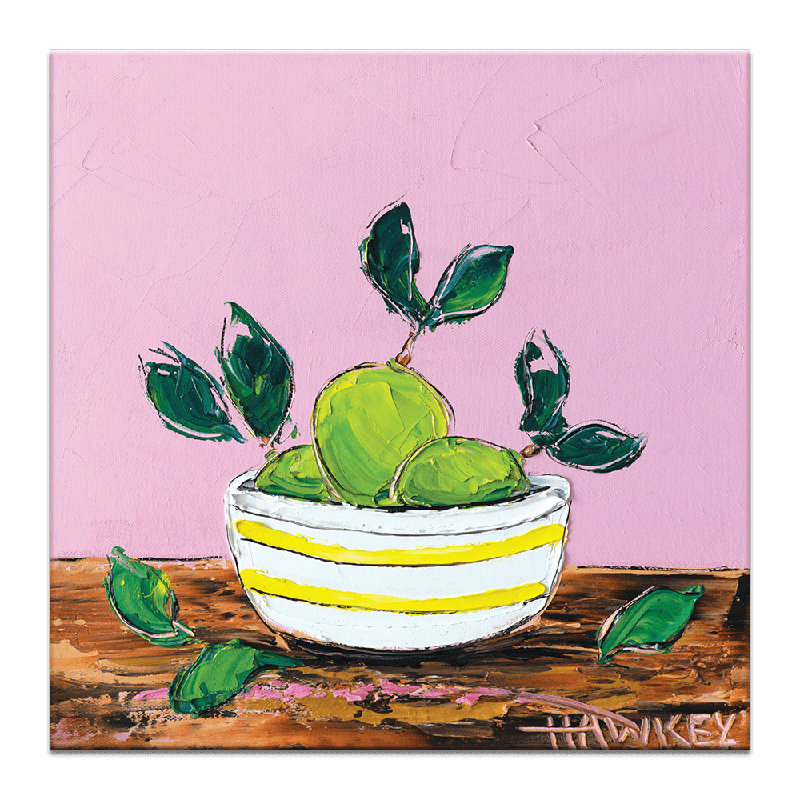 Limes In A Bowl by Angela Hawkey - Painting, Wrapped Canvas, 61cm H x 61cm W x 3cm D