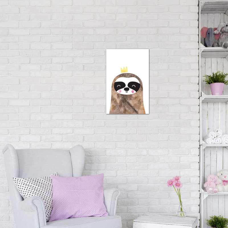 Scandi Sloth - impression d'art graphique, Toile tendue, Pas de tapis, H 26 po x l 18 po x 1,5 po