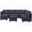Ozeal Large U-Shaped Corduroy Sectional Modular Sofa Livingroom Storage Couch With Ottomans, Convertible Large Sofa Bed 8 ottomans Sleeper-1363923509