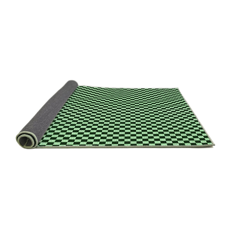 Tapis vert en laine à carreaux Dulin, Rond 5 pi