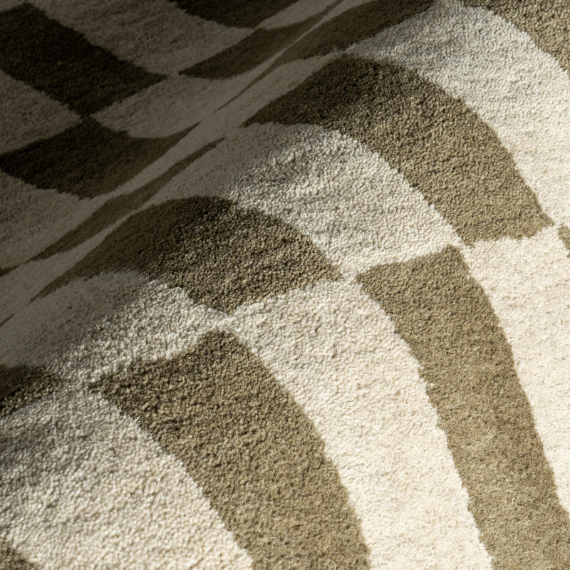 Olive and Beige Hand-Tufted Wool Rectangular Area Rug 4' x 6'