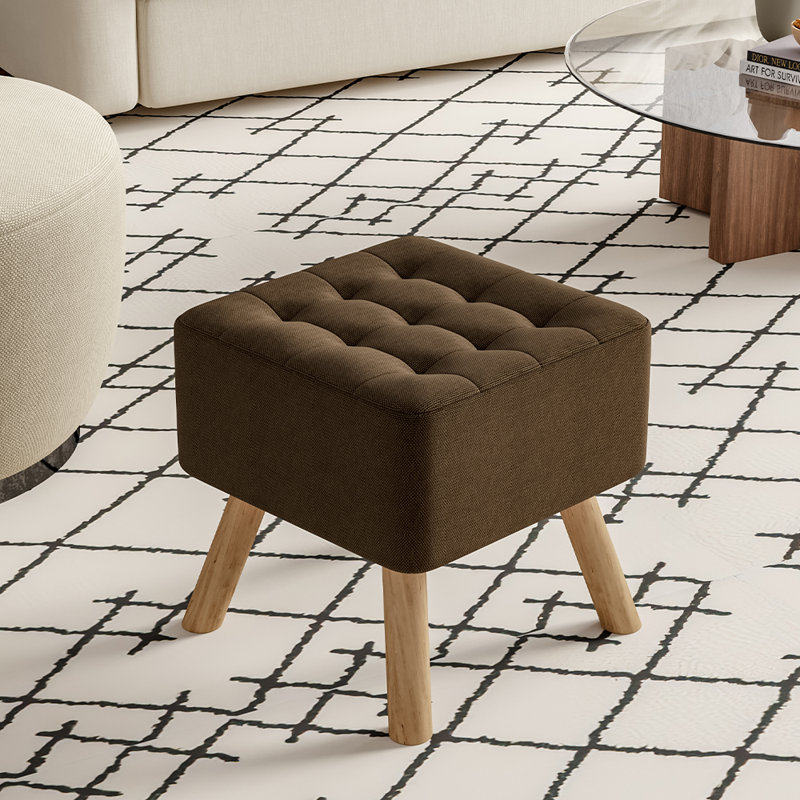 Germain 39.5cm Wide Square Solid Colour Footstool Ottoman, Brown