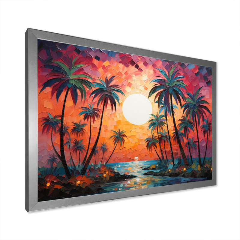 «Orange Orange Palm Trees», reproduction abstraite sur toile, H 30 po x l 40 po x P 1,5 po, Cadre photo argenté