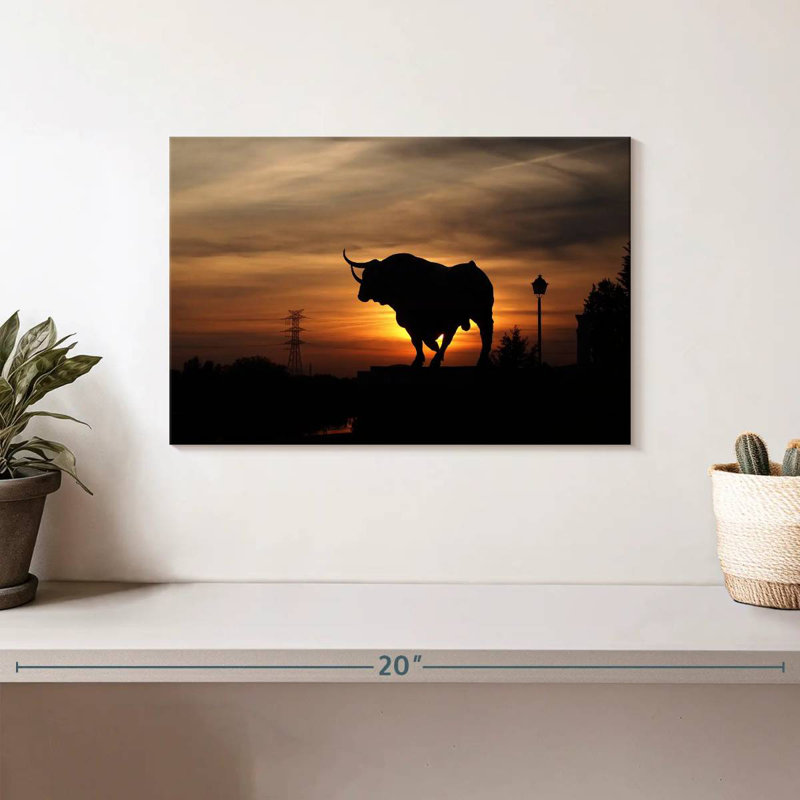 Crowle Bull Sunset Silhouette, 8" H x 12" W