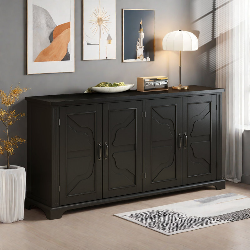 Alston 62.8'' 4 Doors Sideboard Cabinet, Black