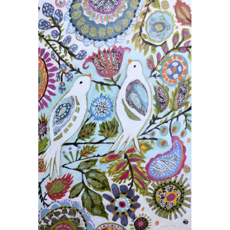Paper Birds II by Karen Fields - Wrapped Canvas Painting, 91cm H x 61cm W x 3.8cm D