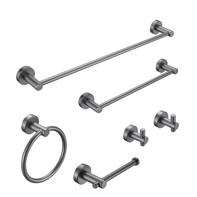 Ensemble d'accessoires de salle de bain mural en aluminium Topcraft (6 pièces)
