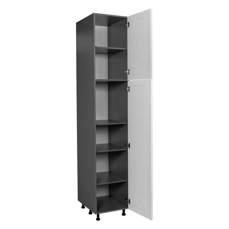 Armoire utilitaire 18 po x 96 po - Double porte - Avec porte blanche lustrée, Blanc mat, H 90 po x l 18 po