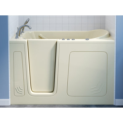 Therapeutic Tubs 32 in. x 60 in. Left Drain Quick Fill Walk-In Whirlpool Tub with Powered Fast Drain in Biscuit