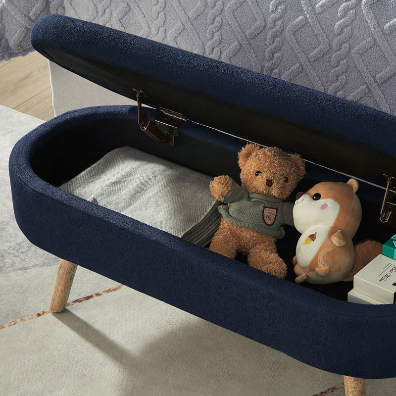 Banc de rangement avec repose-pieds Boucle, Marine