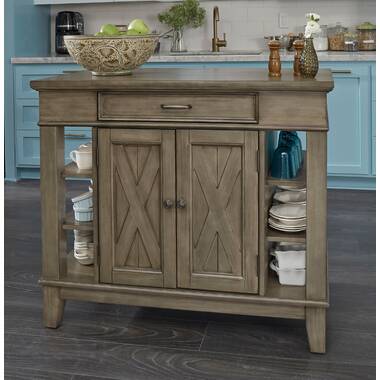 Straun Kitchen Pantry with Farm Doors and Microwave Shelf Laurel Foundry Modern Farmhouse