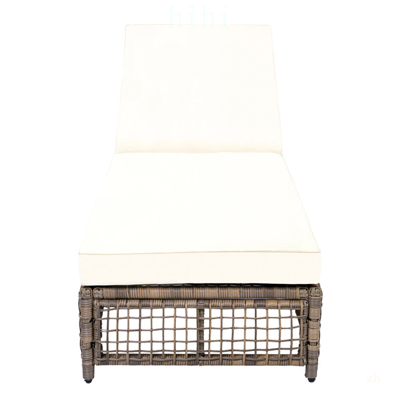 Méridienne d'extérieur avec dossier réglable à 5 positions, structure en rotin et coussin résistant aux intempéries pour la terrasse, le bord de la piscine et le jardin