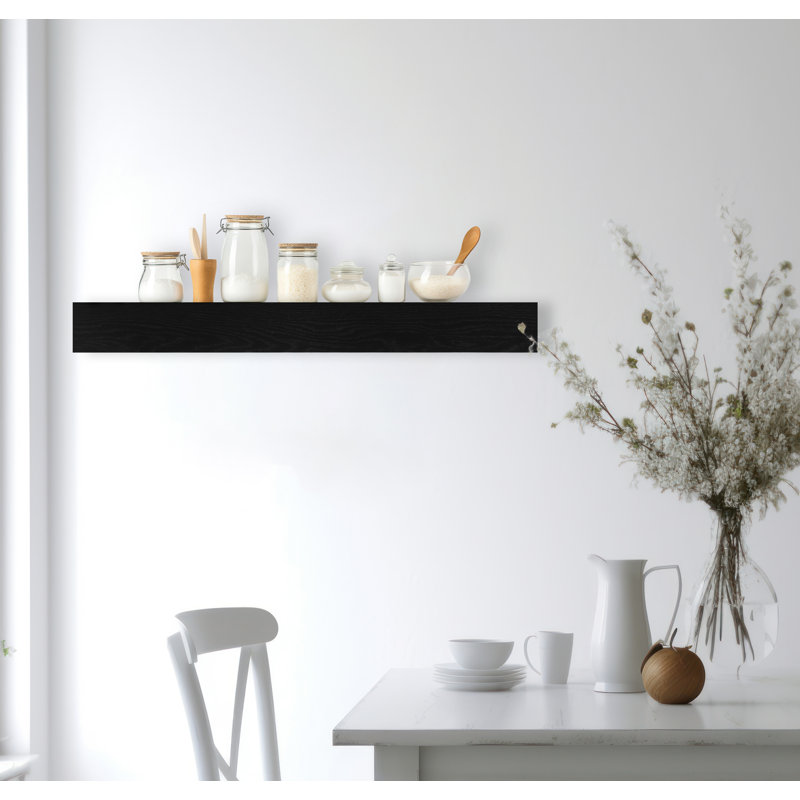Chierika Oak Accent Shelf, Black, 4" H x 36" W x 5" D