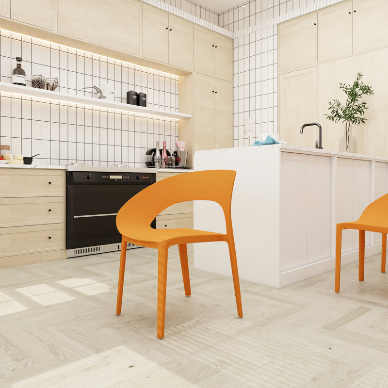 Polypropylène tropical orange simple - chaises latérales pour terrasses extérieures, chaises empilables, sièges de soutien lombaire
