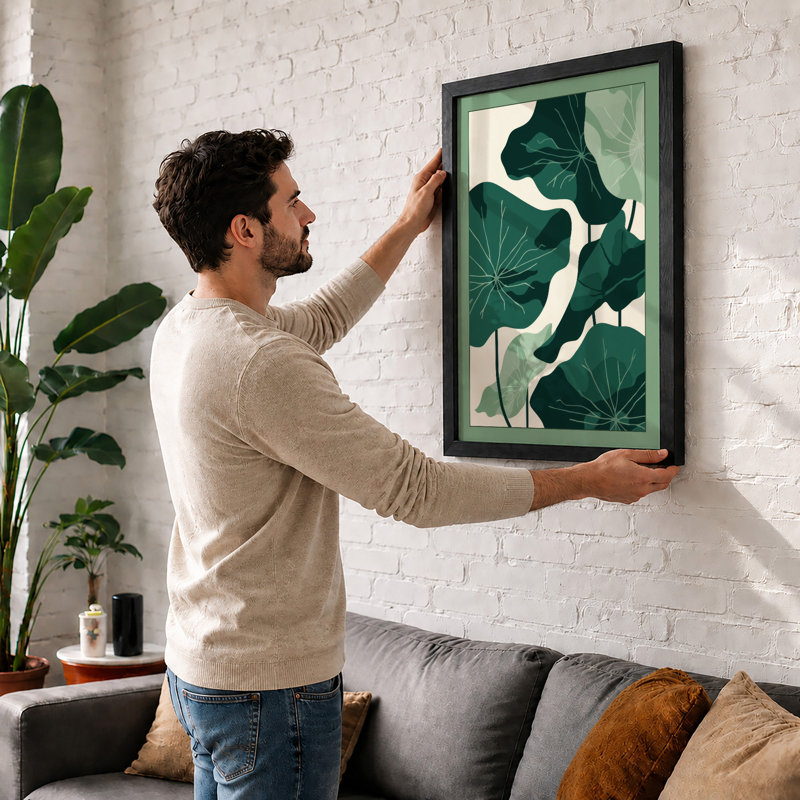 Verdant Leaves Botanical - Framed Print, A1 - 84.1 x 59.4 cm, White