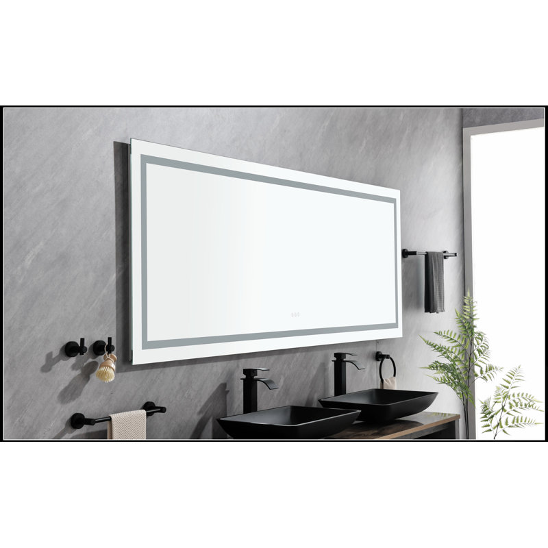 Miroir de salle de bain DEL, Blanc, 36 po x 96 po