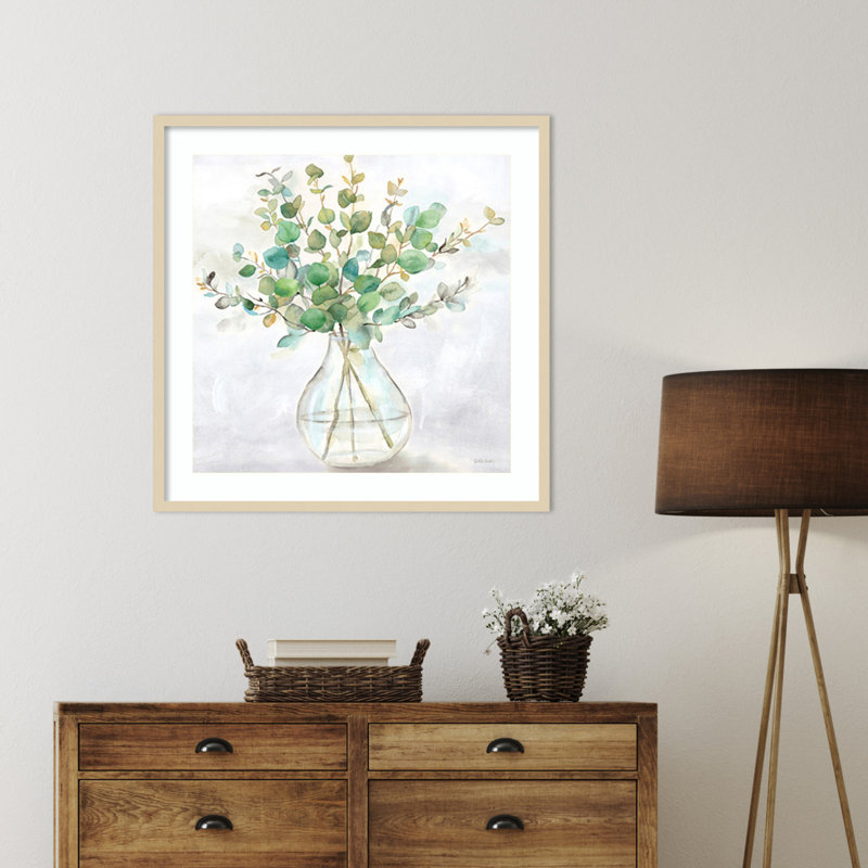 «Eucalyptus Vase II» par Cynthia Coulter, reproduction d'art encadrée sur bois, H 33 po x l 33 po