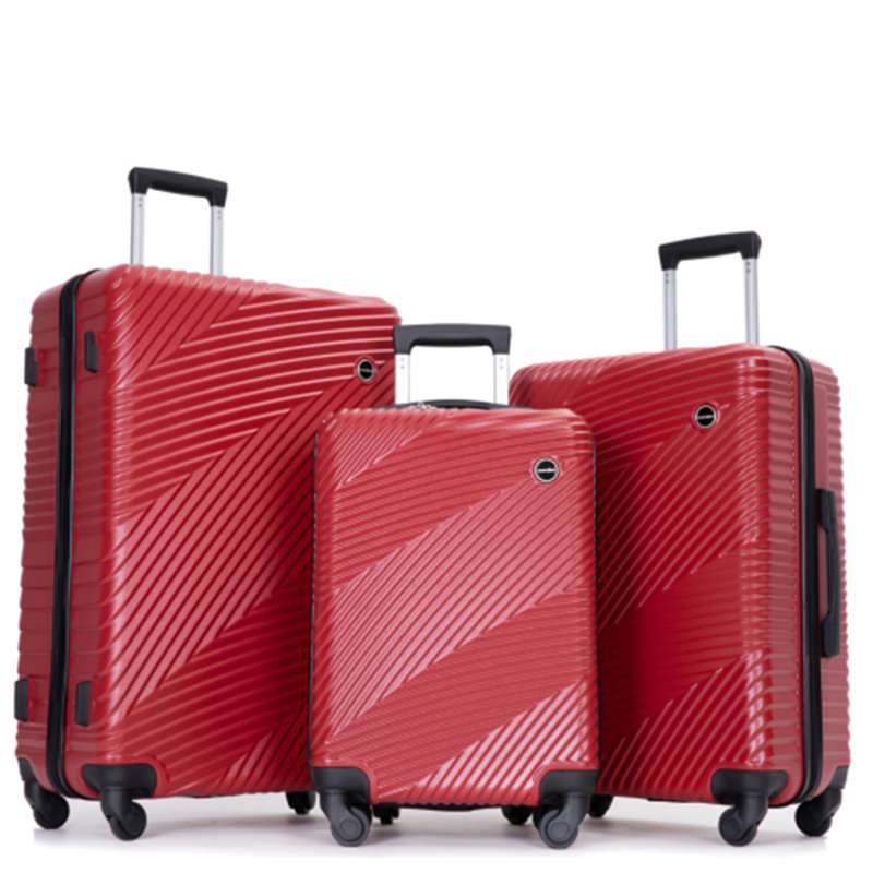 Ensemble de valises 3 pièces Valise légère PC + ABS avec deux crochets, roues pivotantes