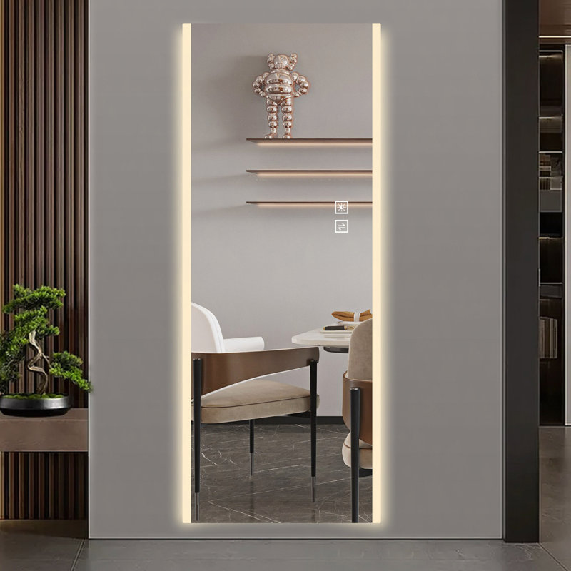 65*21" Led Mirror Full Length,Frameless Full-Length Mirror,Wall Mounted Mirror With Light,Three-Color Changing Light,Explosion-Proof Glass