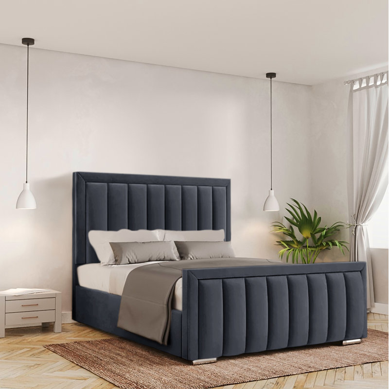 Bhopal Upholstered Ottoman Storage Bed, Double (4'6), Charcoal