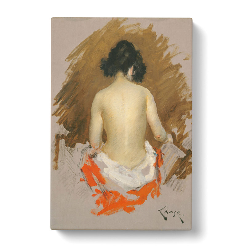 Nude Study by William Merritt Chase - Wrapped Canvas Painting, 50cm H x 35cm W x 3cm D
