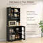 Spacieux garde-manger autoportant de 72 pouces avec huche, portes en verre et tablettes réglables pour un rangement organisé