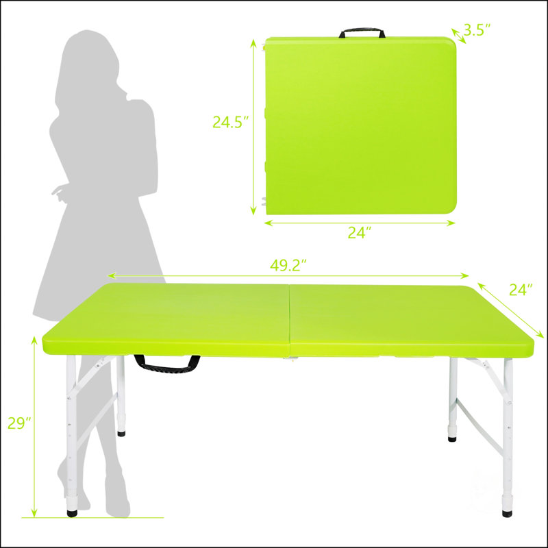 Table pliante portative verte pour l'intérieur et l'extérieur, facile à transporter et à nettoyer, Vert