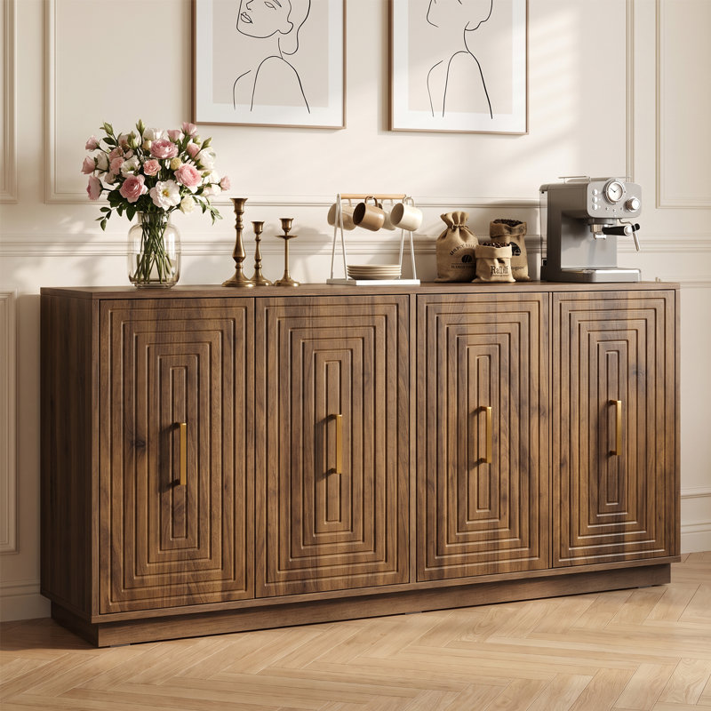 Buffet Cabinet With Doors And Adjustable Shelves, Brown