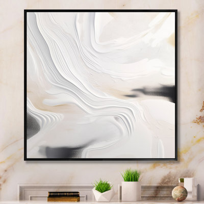 White And Gold Ripples Of Stone - Abstract Marble Wall Decor