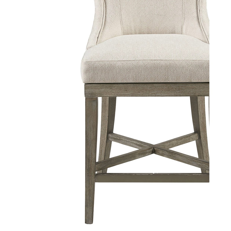 Tabouret - dossier H 14 po, métal, siège de comptoir rotatif crème à 360 degrés P 1,75 po, pieds H 25,25 po