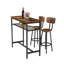 Table de bar, équipée de 2 tabourets de bar, avec dossier et cloison (brun rustique)