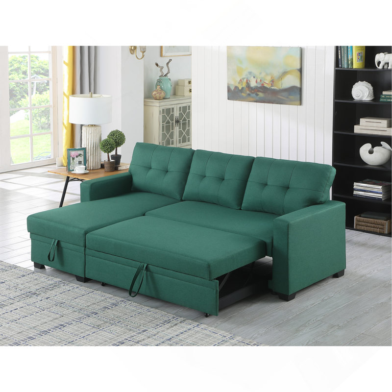 Canapé modulaire rembourré avec méridienne, Vert