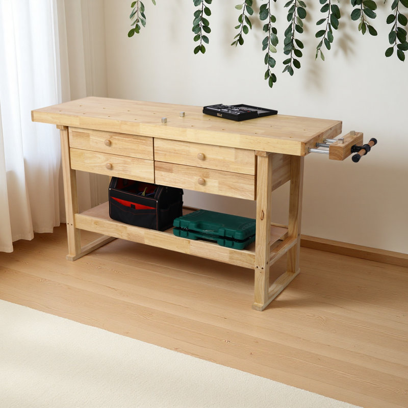 Établi robuste et fonctionnel de 60 po avec 4 tiroirs en bois pour atelier et maison