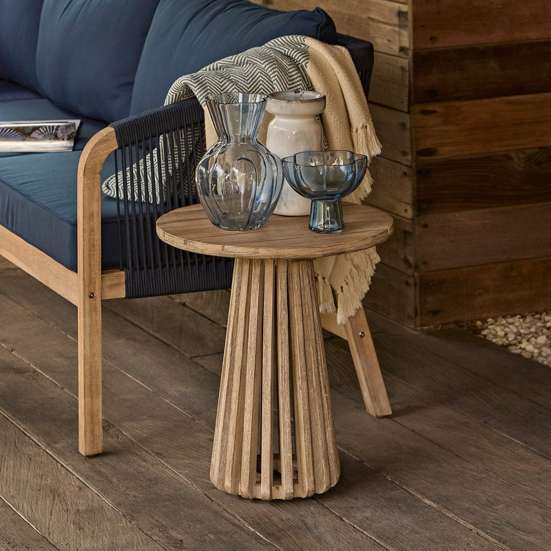 Round Acacia Outdoor Side Table , 45cm cm W 45cm cm D