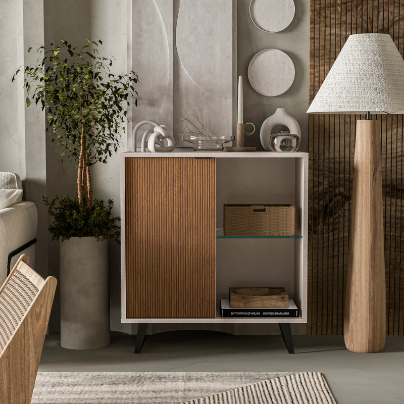 Khyli Accent Cabinet, Cotton/Wood, 36" H x 36" W x 17.5" D