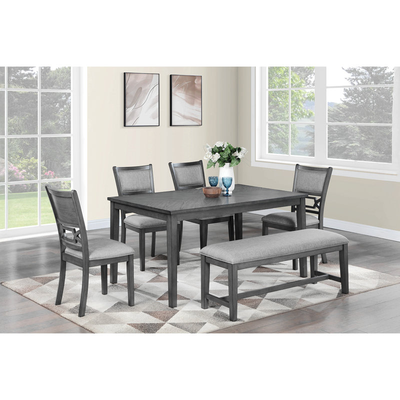 Mobilier de salle à manger 6 pièces ensemble table à manger 4 chaises d'appoint A