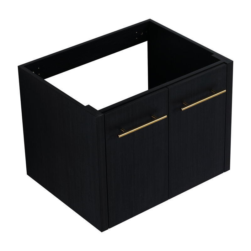 Armoire de salle de bain 24 po en châtaignier noir - fixation murale avec fonction de fermeture en douceur et vaste surface de rangement moderne facile d'entretien