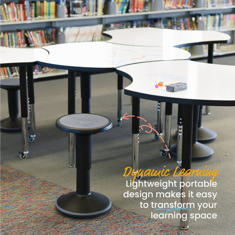 Black Adjustable Height Wobble Stool with Cushioned Seat