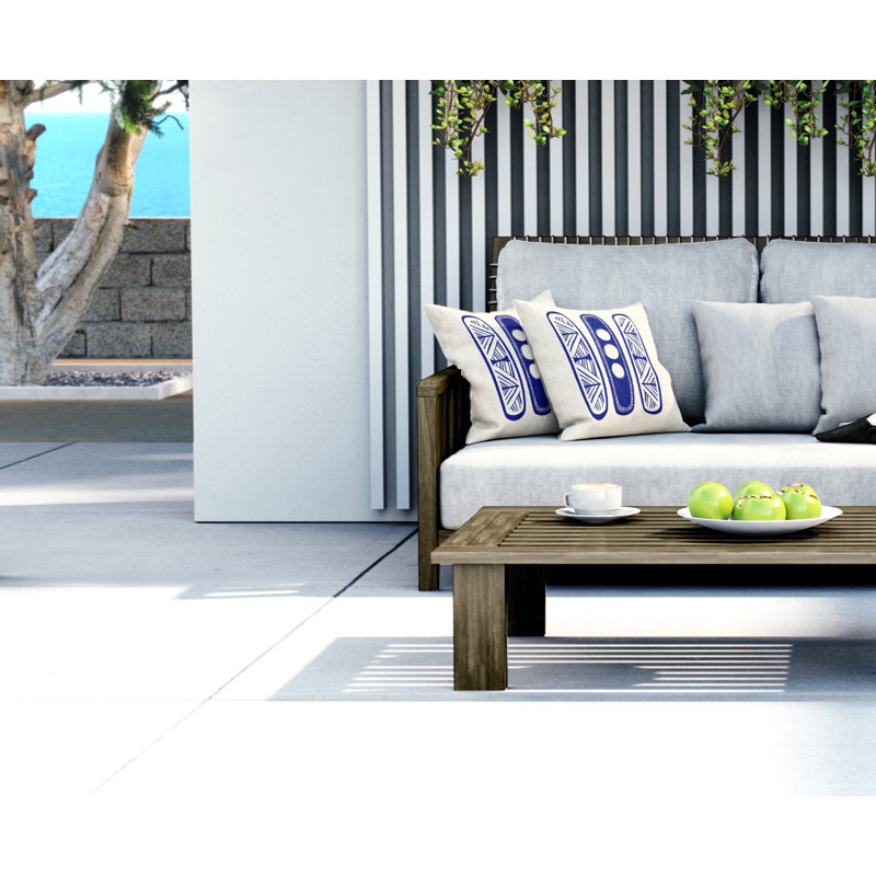 Jeté carré en polyester intérieur / extérieur, L 19 po x H 19 po, Bleu marine