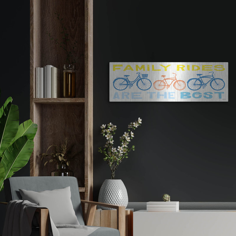 Art mural en métal «Let Lets Together Together Rides 2 Bright» par Michael Mullan, H 12 po x l 36 po