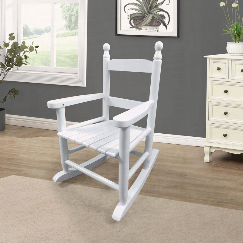 Chaise berçante en bois massif massif, Blanc
