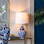 Lampe vase en céramique bleue et blanche