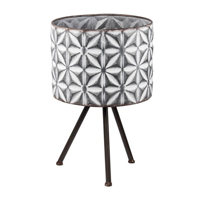 De 2 supports à fleurs en métal, pots de fleurs gris galvanisé pour les espaces extérieurs, avec supports en fer foncé, saveur rustique, fer à 100%, 12 x 19 x 19 et 10 x 17 x 17 po, jardins de 6,6 lb, beauté,